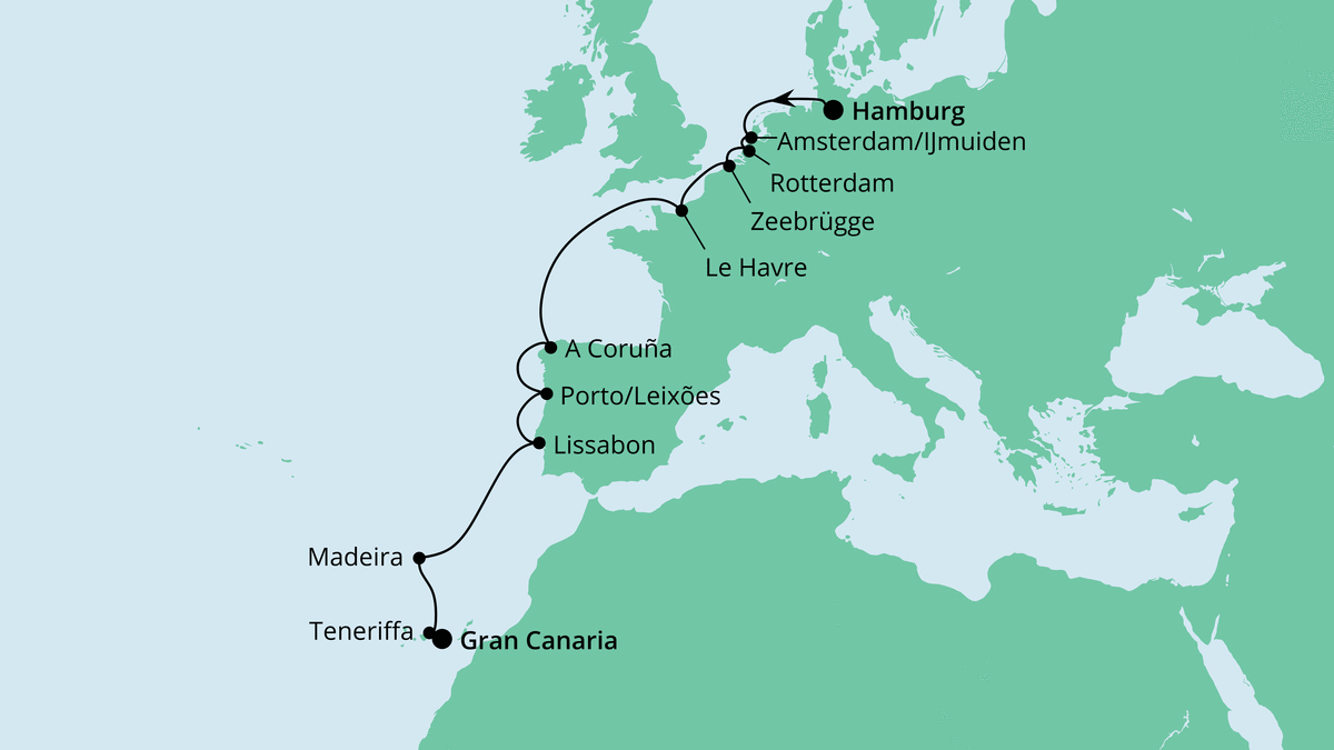 Von Hamburg nach Gran Canaria 24.10.2021 bis 07.11.2021