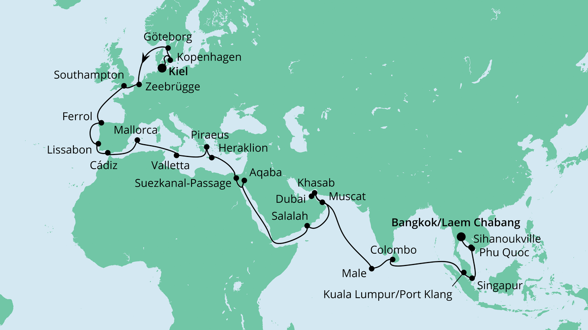 Weltenbummler von Kiel nach Bangkok 01.10.2020 bis 23.11.2020
