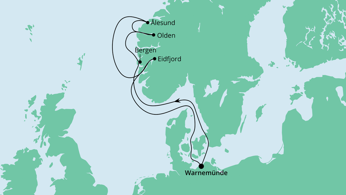 Norwegens Fjorde ab Warnemünde 15.08.2020 bis 22.08.2020