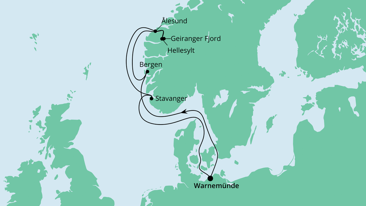 Norwegens Fjorde ab Warnemünde 22.08.2020 bis 29.08.2020