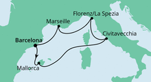 Route: Perlen am Mittelmeer ab Barcelona mit AIDAprima