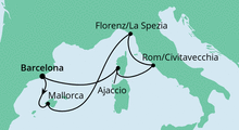 Route: Mediterrane Schätze ab Barcelona mit AIDAperla