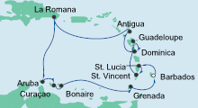 Route: Karibische Inseln 2 mit AIDAperla