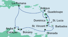 Route: Karibische Inseln 2 mit AIDAperla