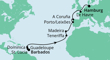 Route: Von Barbados nach Hamburg 2 mit AIDAperla