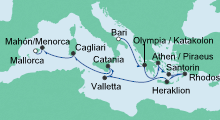 Route: Von Bari nach Mallorca mit AIDAcara