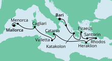 Route: Von Bari nach Mallorca mit AIDAcara