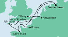 Route: Frankreich, Belgien & Großbritannien mit AIDAaura