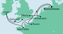 Route: Frankreich, Belgien & Großbritannien mit AIDAaura