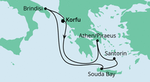 Route: Griechenland ab Korfu mit AIDAmira