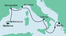 Route: Von Korfu nach Mallorca 1 mit AIDAmira