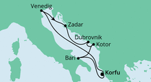 Route: Adria ab Korfu mit AIDAblu