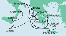 Route: Griechenland & Mittelmeerinseln 1 mit AIDAmira