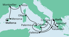 Route: Von Korfu nach Mallorca 3 mit AIDAmira