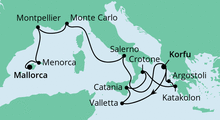 Route: Von Korfu nach Mallorca 2 mit AIDAmira