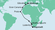 Route: Von Kapstadt nach Mallorca 2 mit AIDAmira