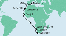 Route: Von Kapstadt nach Mallorca 1 mit AIDAmira