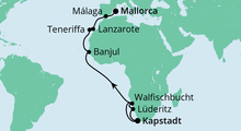 Route: Von Kapstadt nach Mallorca 2 mit AIDAmira