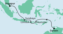 Route: Von Darwin nach Singapur mit AIDAvita