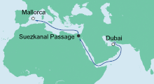 Route: AIDA pur von Dubai nach Mallorca mit AIDAbella
