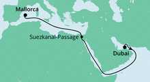 Route: AIDA Pur von Dubai nach Mallorca mit AIDAbella
