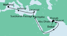 Route: Von Dubai nach Mallorca 1 mit AIDAvita