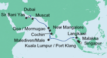 Route: Von Dubai nach Singapur mit AIDAvita