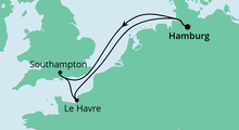 Route: England & Frankreich mit AIDAperla