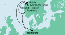 Route: Norwegens Fjorde ab Hamburg mit AIDAsol