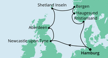 Route: Großbritannien & Norwegen mit AIDAsol
