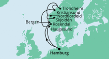 Route: Norwegens Fjorde mit Trondheim mit AIDAaura