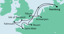 Route: Frankreich, Belgien & England mit AIDAvita