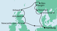 Route: England, Schottland & Norwegen mit AIDAsol