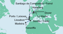 Route: Von Hamburg nach Teneriffa 2 mit AIDAsol