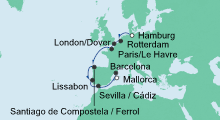 Route: Von Hamburg nach Mallorca 3 mit AIDAmar
