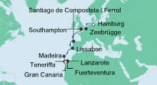 Route: Von Hamburg nach Gran Canaria 4 mit AIDAprima