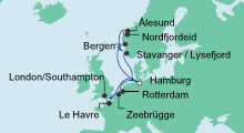 Route: Metropolen & Norwegen ab Hamburg mit AIDAperla