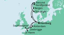 Route: Metropolen & Norwegen ab Hamburg 2 mit AIDAperla