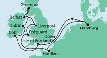 Route: Großbritannien & Irland mit AIDAaura