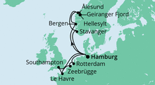 Route: Metropolen & Norwegen mit AIDAprima