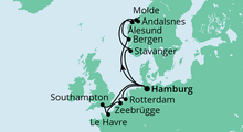 Route: Metropolen & Norwegen mit AIDAprima