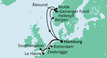 Route: Metropolen & Norwegen mit AIDAprima