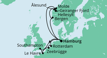 Route: Metropolen & Norwegen mit AIDAprima