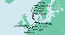 Route: Metropolen & Norwegen mit AIDAprima