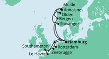 Route: Metropolen & Norwegen mit AIDAprima