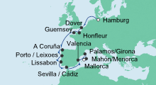 Route: Von Hamburg nach Mallorca 2 mit AIDAcara