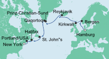 Route: Von Hamburg nach New York 2 mit AIDAluna