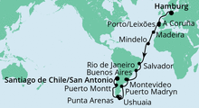 Route: Von Hamburg nach San Antonio mit AIDAaura
