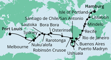 Route: Von Hamburg nach Mauritius mit AIDAaura