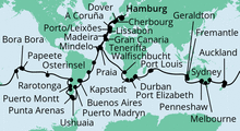 Route: Weltreise 2021 mit AIDAsol